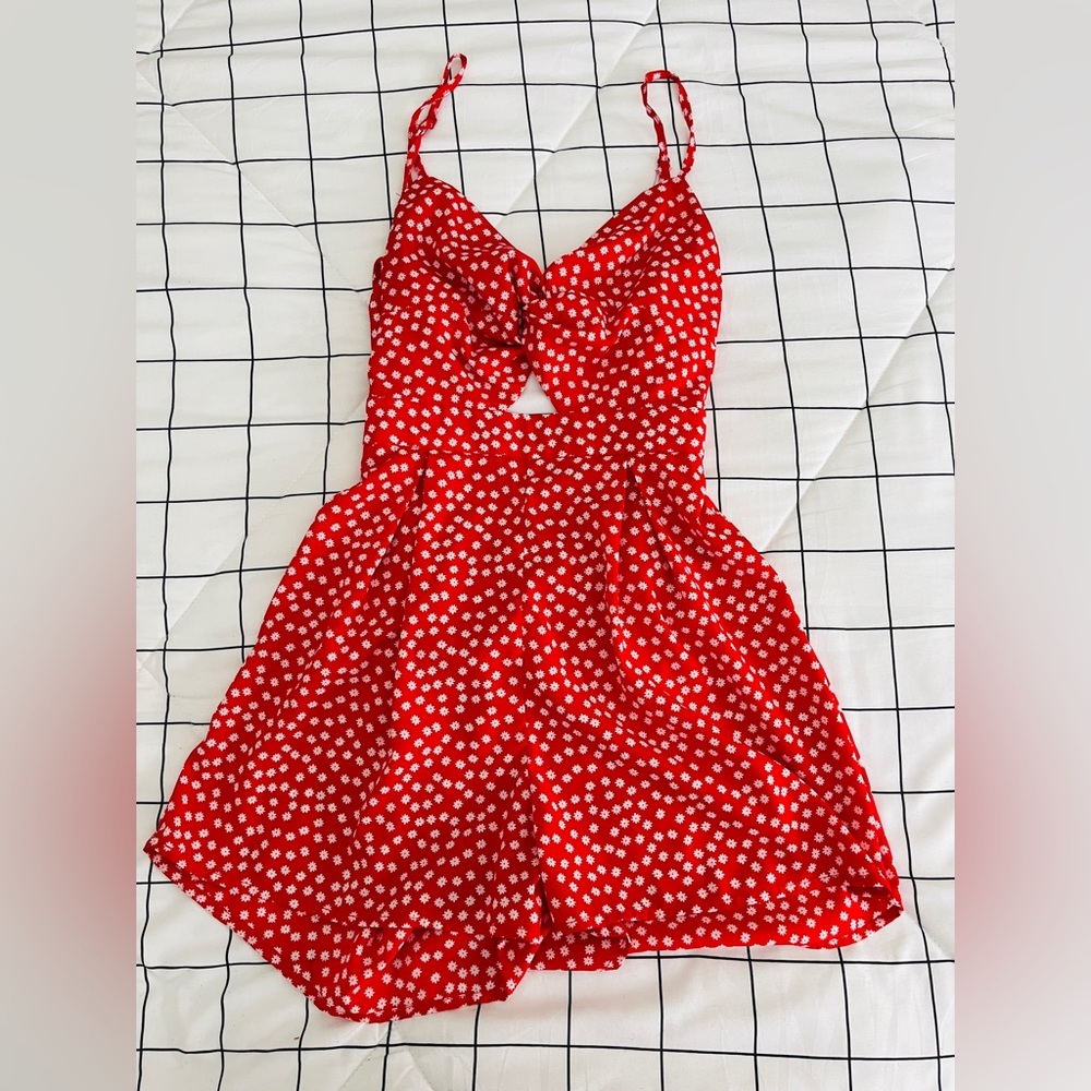Red floral romper - size S